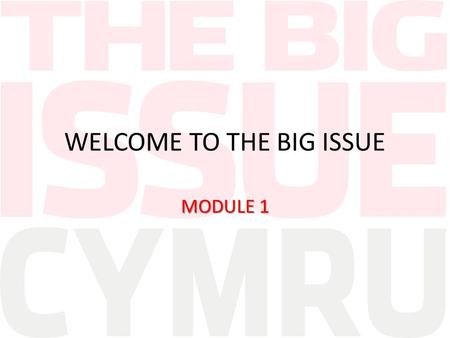 WELCOME TO THE BIG ISSUE MODULE 1. WHAT WE CAN DO FOR YOU -VENDOR SERVICES Help getting registered with doctors Make accommodation referrals Support benefits.