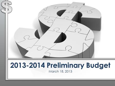 2013-2014 Preliminary Budget March 18, 2013. Previous Year’s Budget Reductions Elimination of Teaching Positions Special Education/Two Elementary Elimination.
