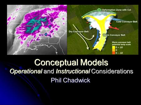 Conceptual Models Operational and Instructional Considerations Phil Chadwick.