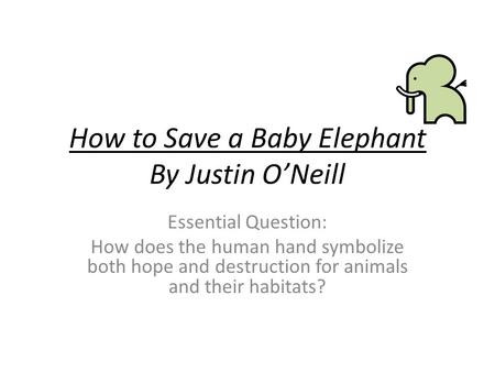 How to Save a Baby Elephant By Justin O’Neill