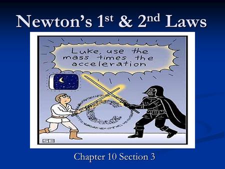 Newton’s 1 st & 2 nd Laws Chapter 10 Section 3. Newton’s 1 st Law What is an Unbalanced Force? An object will remain at rest OR moving at a constant velocity.