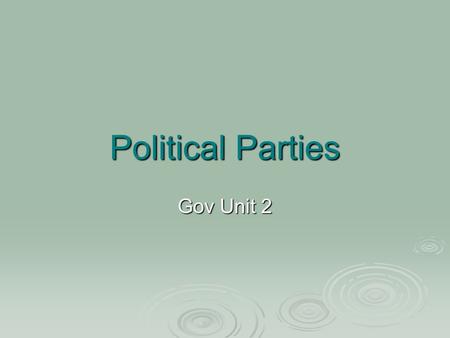 Political Parties Gov Unit 2.  Functions  Help electoral process  Organize government  Nominate candidates.