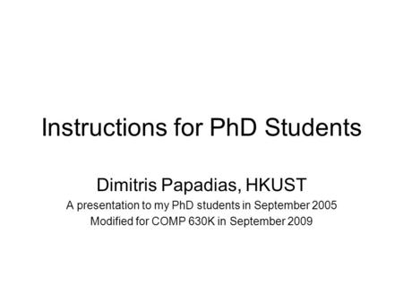 Instructions for PhD Students