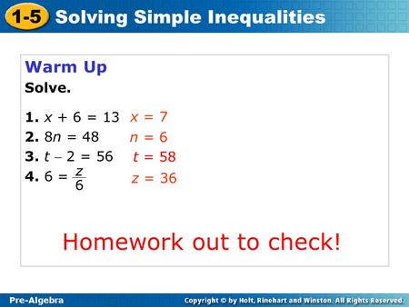 Solving Simple Inequalities