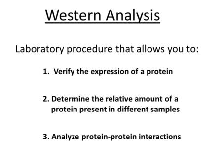 Western Analysis Laboratory procedure that allows you to: