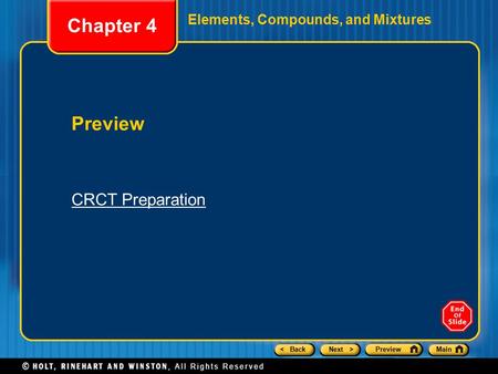 Chapter 4 Elements, Compounds, and Mixtures Preview CRCT Preparation.