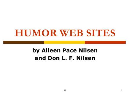 111 HUMOR WEB SITES by Alleen Pace Nilsen and Don L. F. Nilsen.
