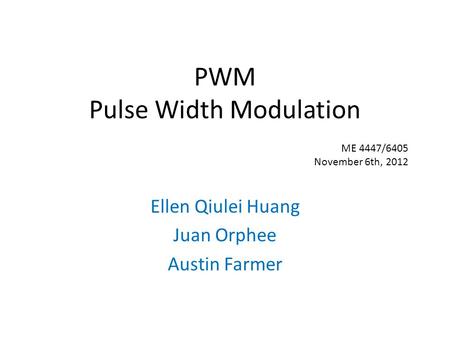 PWM Pulse Width Modulation