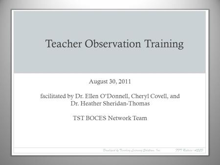 Teacher Observation Training