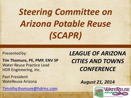 Steering Committee on Arizona Potable Reuse (SCAPR)