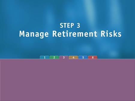 Post-Retirement Risks 1.Longevity 2.Family issues 3.Health and long-term care 4.Business and public policy 5.Investment.
