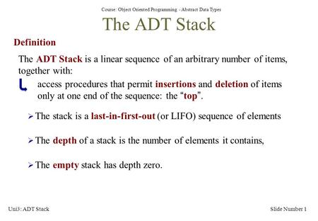 The ADT Stack Definition