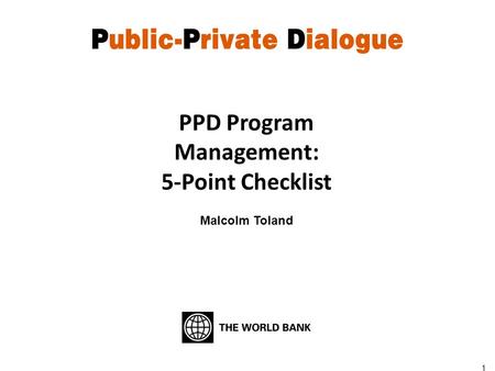 Malcolm Toland 1 PPD Program Management: 5-Point Checklist.
