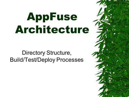AppFuse Architecture Directory Structure, Build/Test/Deploy Processes.