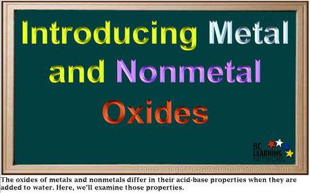 The oxides of metals and nonmetals differ in their acid-base properties when they are added to water. Here, we’ll examine those properties.
