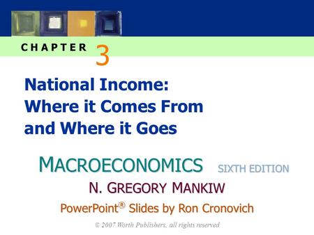 M ACROECONOMICS C H A P T E R © 2007 Worth Publishers, all rights reserved SIXTH EDITION PowerPoint ® Slides by Ron Cronovich N. G REGORY M ANKIW National.