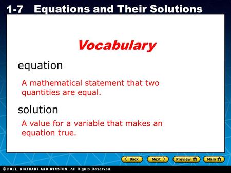 Vocabulary equation solution
