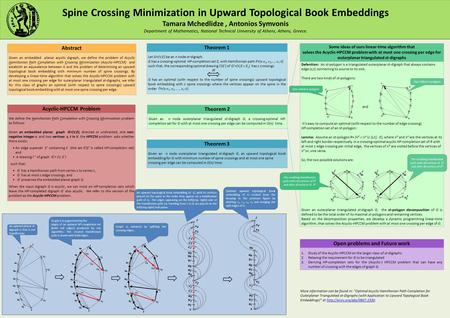 Spine Crossing Minimization in Upward Topological Book Embeddings Tamara Mchedlidze, Antonios Symvonis Department of Mathematics, National Technical University.