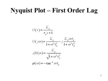 Nyquist Plot – First Order Lag