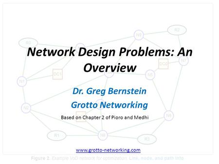 B Network Design Problems: An Overview Dr. Greg Bernstein Grotto Networking Based on Chapter 2 of Pioro and Medhi www.grotto-networking.com.