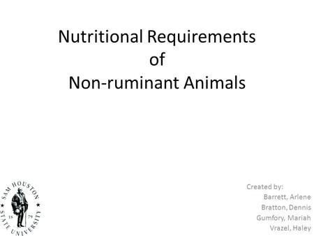 Nutritional Requirements of Non-ruminant Animals