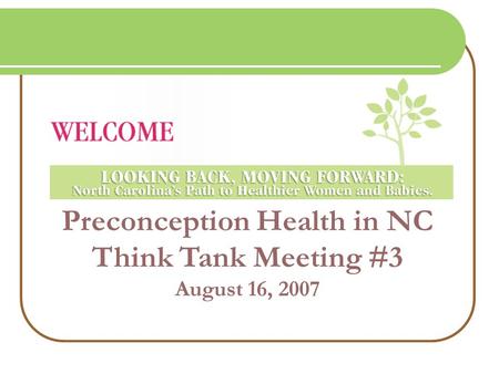 Preconception Health in NC Think Tank Meeting #3 August 16, 2007.