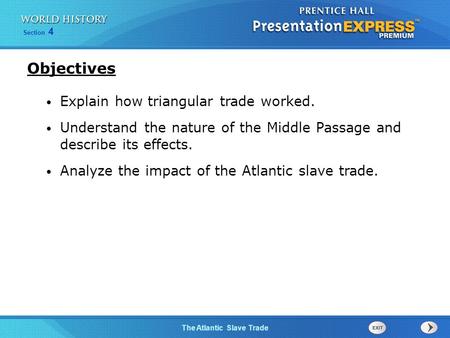 Objectives Explain how triangular trade worked.