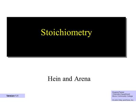 Stoichiometry Hein and Arena Version 1.1