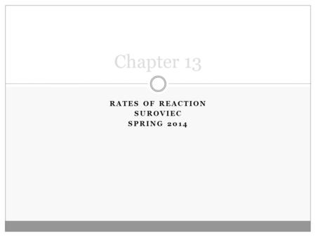 RATES OF REACTION SUROVIEC SPRING 2014 Chapter 13.