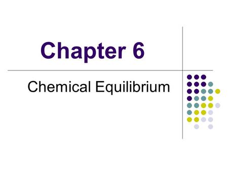 Chapter 6 Chemical Equilibrium. Material Equilibrium (a) Chemical equilibrium, which is equilibrium with respect to conversion of one set of chemical.