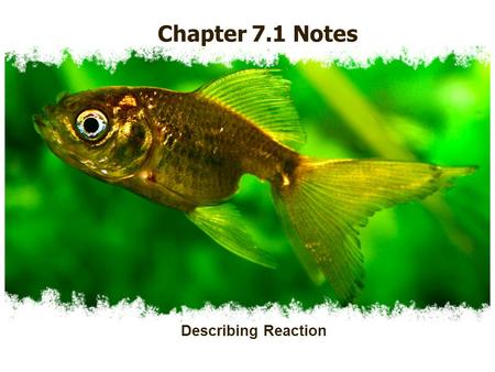 Chapter 7.1 Notes Describing Reaction. Physical VS Chemical Properties a.Physical vs Chemical Properties a.Physical Change – A change that occurs when.