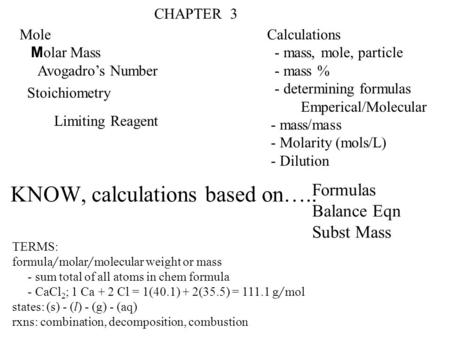 KNOW, calculations based on…..