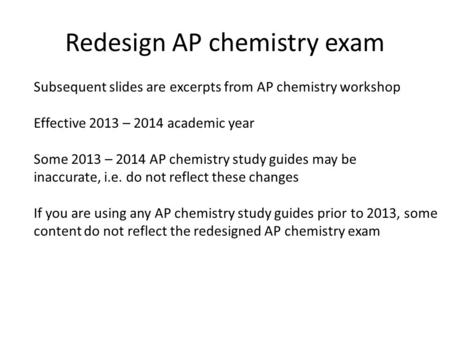 Redesign AP chemistry exam