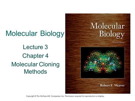 Lecture 3 Chapter 4 Molecular Cloning Methods