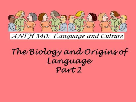 The Biology and Origins of Language Part 2. Tonal Language Example Mandarin Tone Use Word Intonation Meaning ba [/] to uproot ba [--] eight ba [\/] to.