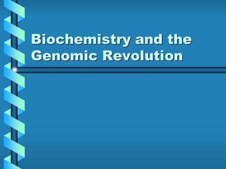 Biochemistry and the Genomic Revolution DNA Why is DNA in the forefront of modern biochemistry?Why is DNA in the forefront of modern biochemistry? What.
