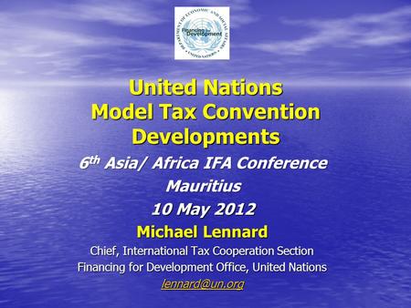 United Nations Model Tax Convention Developments