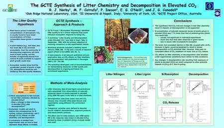  Critical assumptions to test include: Is leaf litter chemistry affected by elevated [CO 2 ]? Does a change in litter chemistry in elevated [CO 2 ] alter.