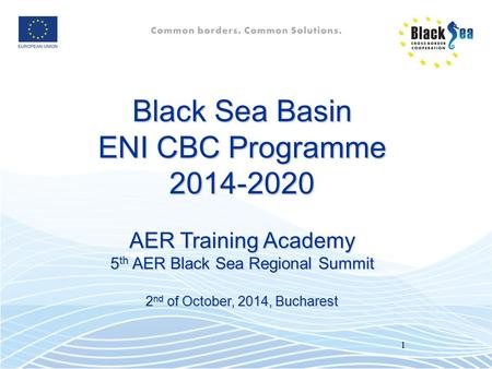Black Sea Basin ENI CBC Programme AER Training Academy