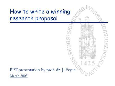 How to write a winning research proposal