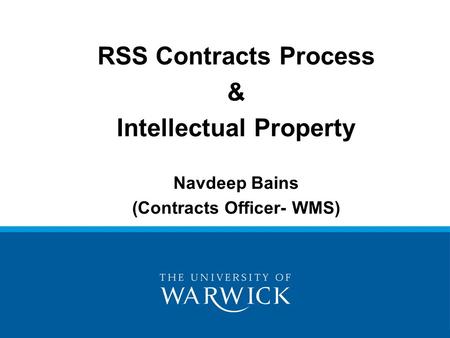 Intellectual Property (Contracts Officer- WMS)