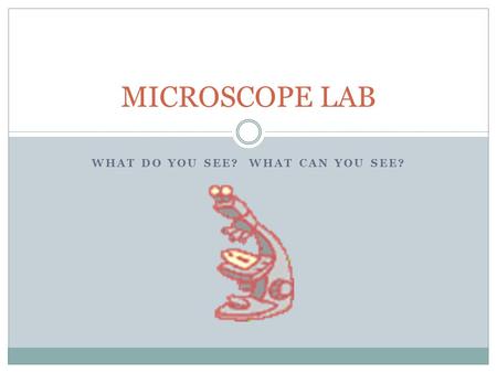 WHAT DO YOU SEE? WHAT CAN YOU SEE? MICROSCOPE LAB.