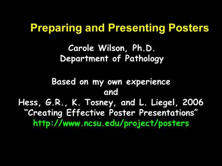 Preparing and Presenting Posters