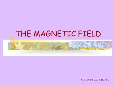 THE MAGNETIC FIELD SLIDES BY ZIL E HUMA. OBJECTIVES MAGNET THE MAGNETIC FIELD B MAGNETIC FIELD DUE TO A CURENT.