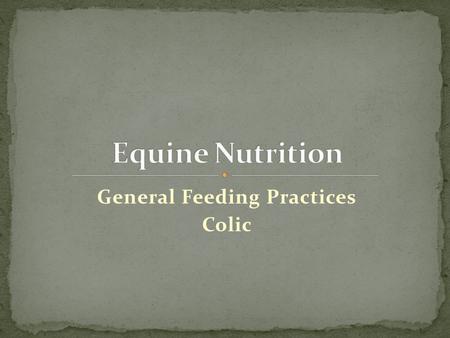 General Feeding Practices Colic. How Much Water Should a Horse Receive? At rest at moderate environment eating dry forage: 0.3 to 0.8 gal/100 lbs BW Amount.