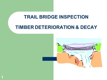 1 TRAIL BRIDGE INSPECTION TIMBER DETERIORATION & DECAY.