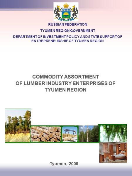 COMMODITY ASSORTMENT OF LUMBER INDUSTRY ENTERPRISES OF TYUMEN REGION RUSSIAN FEDERATION TYUMEN REGION GOVERNMENT DEPARTMENT OF INVESTMENT POLICY AND STATE.