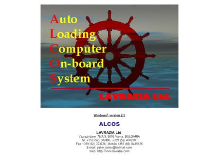 ALCOS LAVRAZIA Ltd. Windows® version 2.5
