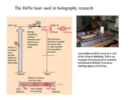 The HeNe laser used in holography research