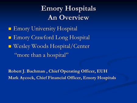Emory Hospitals An Overview
